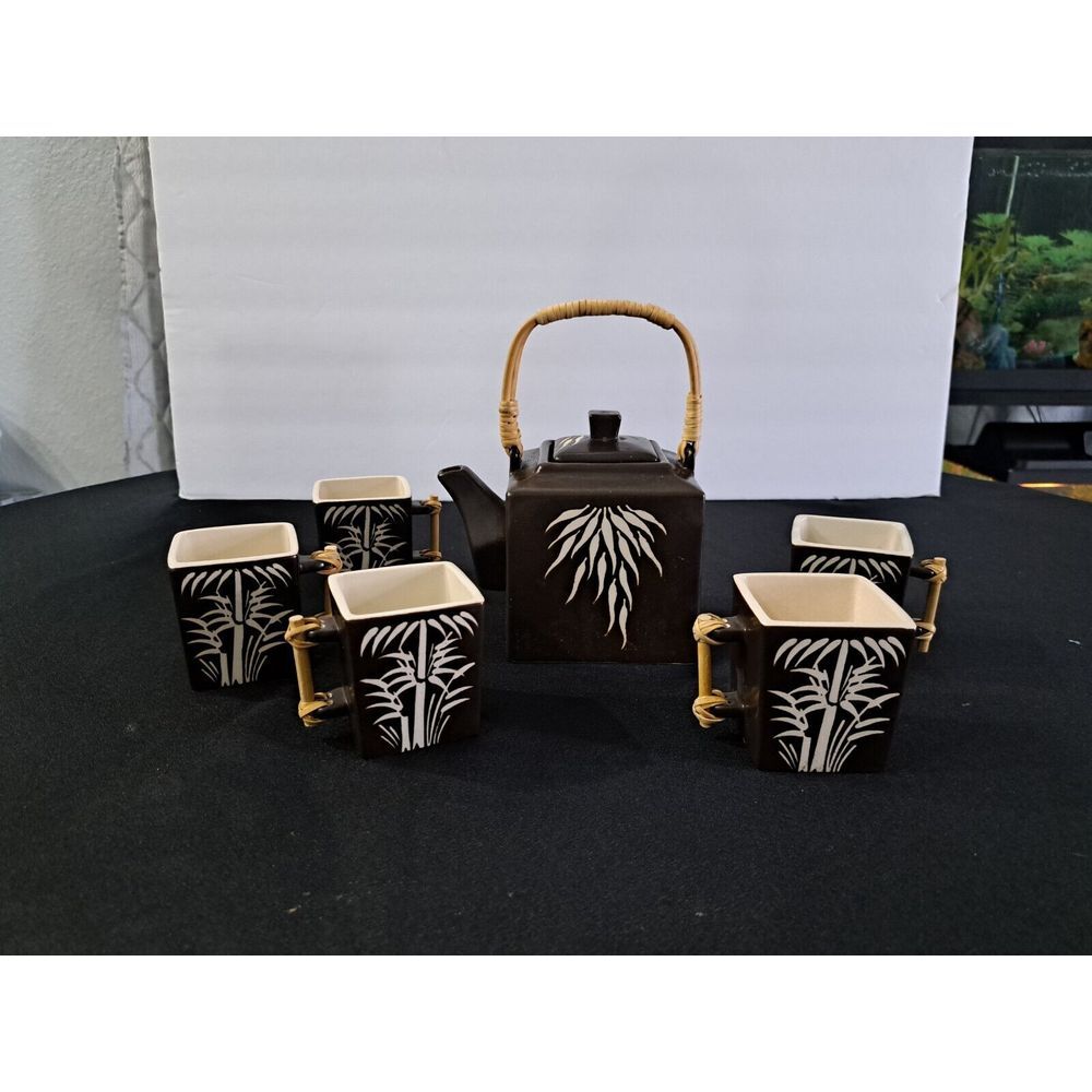 Vietnamese Vintage Brown Teapot, Stone Ware, Unique Square Teapot from Asia